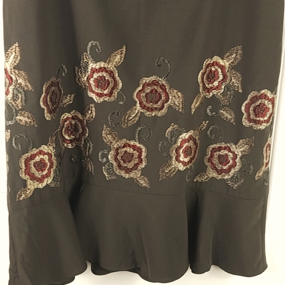 Loft, Vintage brown skirt with florals and ruffles around the bottom, Sz 10 - Picture 3 of 7